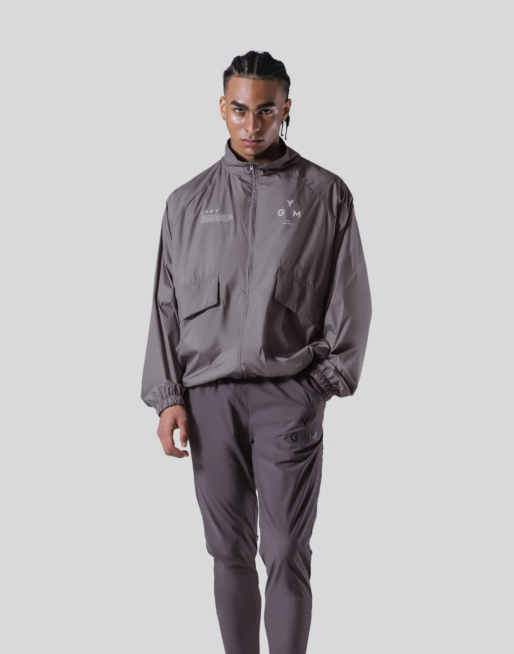 GÝM Nylon Zip Up Jacket - Grey