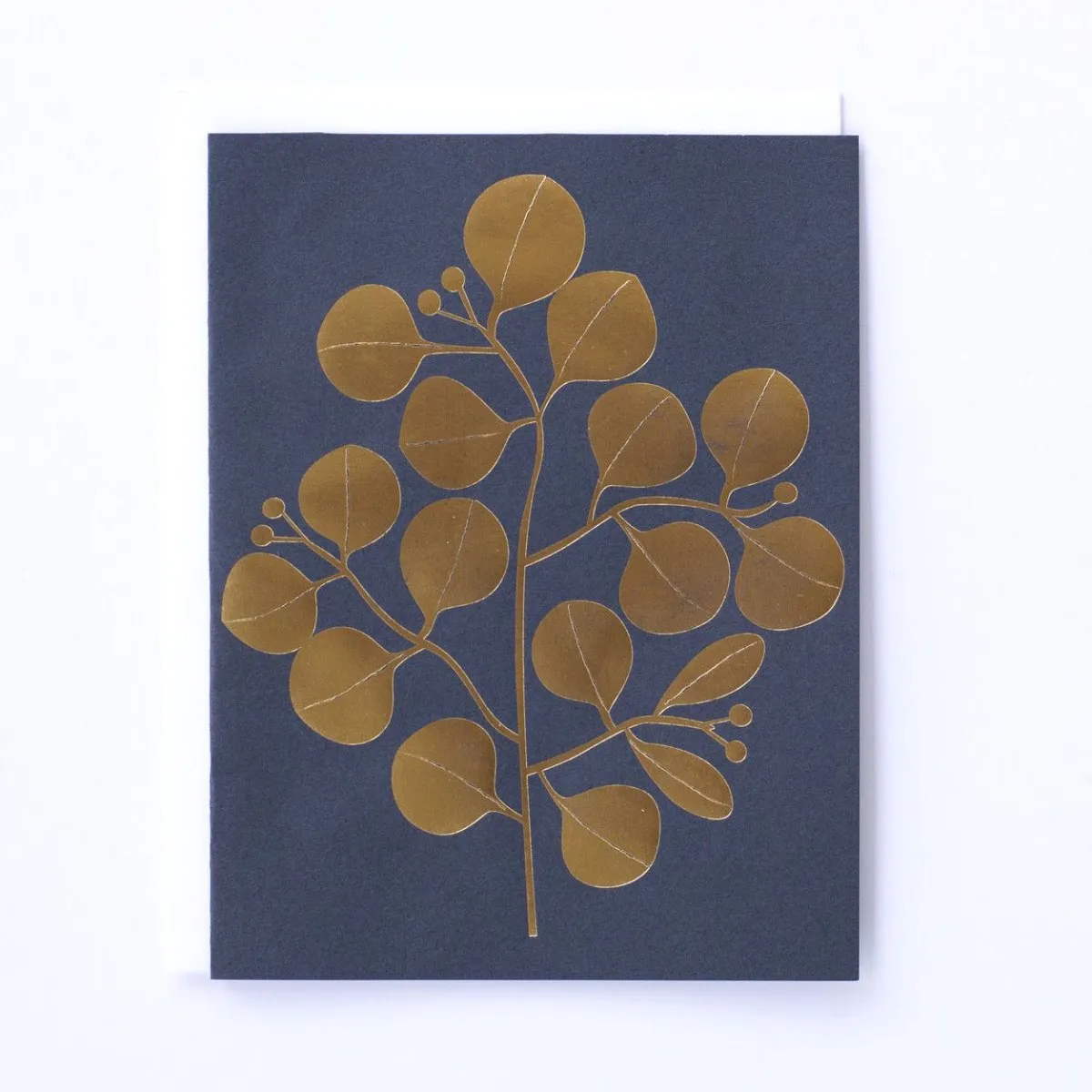 Golden Leaves Navy Blue Card
