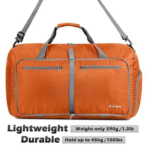 Gonex 80L Foldable Travel Duffle Bag for Luggage, Gym, Sport, Camping, Storage, Shopping Water Repellent & Tear Resistant Orange