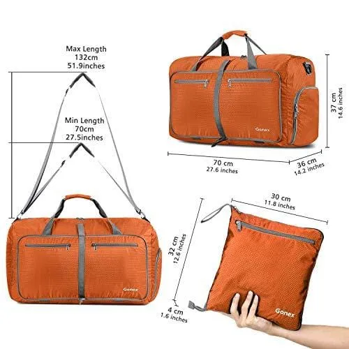 Gonex 80L Foldable Travel Duffle Bag for Luggage, Gym, Sport, Camping, Storage, Shopping Water Repellent & Tear Resistant Orange