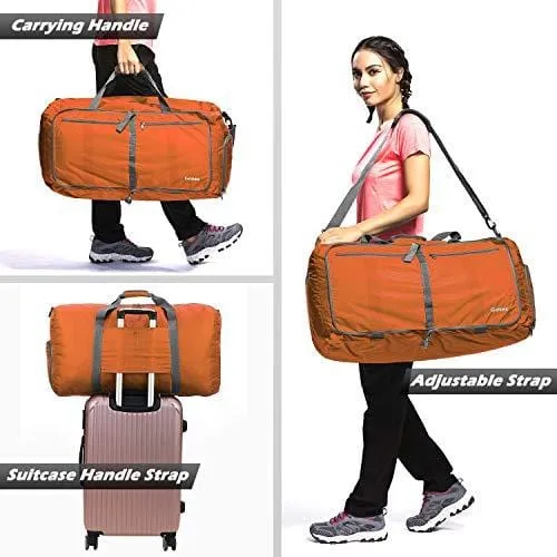 Gonex 80L Foldable Travel Duffle Bag for Luggage, Gym, Sport, Camping, Storage, Shopping Water Repellent & Tear Resistant Orange