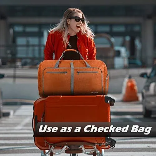 Gonex 80L Foldable Travel Duffle Bag for Luggage, Gym, Sport, Camping, Storage, Shopping Water Repellent & Tear Resistant Orange