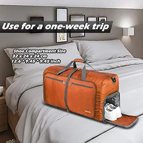 Gonex 80L Foldable Travel Duffle Bag for Luggage, Gym, Sport, Camping, Storage, Shopping Water Repellent & Tear Resistant Orange