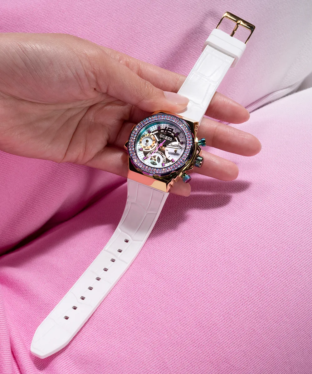 GUESS Ladies White 2-Tone Multi-function Watch