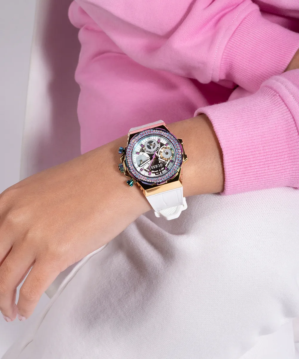 GUESS Ladies White 2-Tone Multi-function Watch