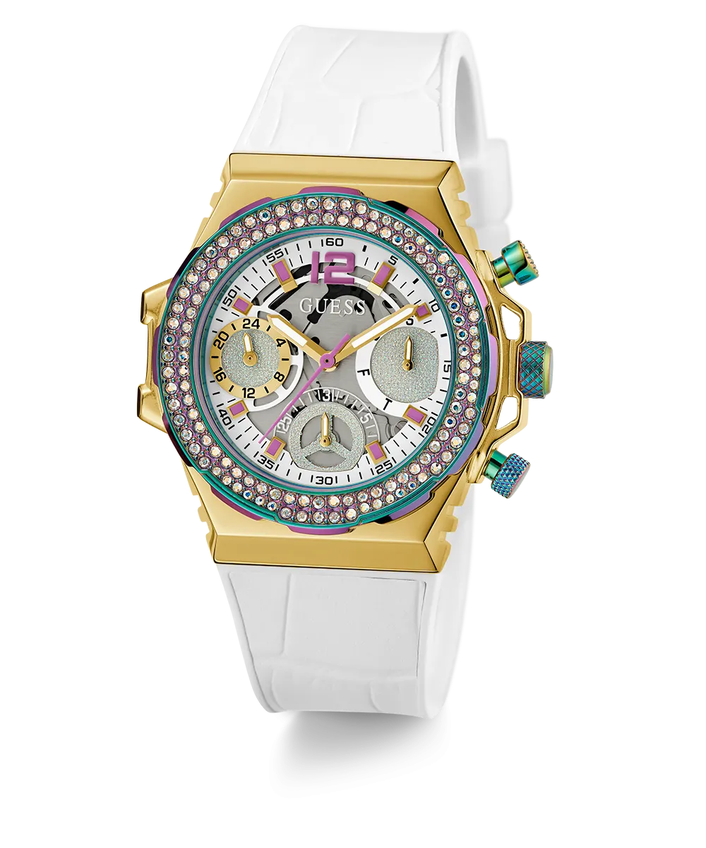 GUESS Ladies White 2-Tone Multi-function Watch