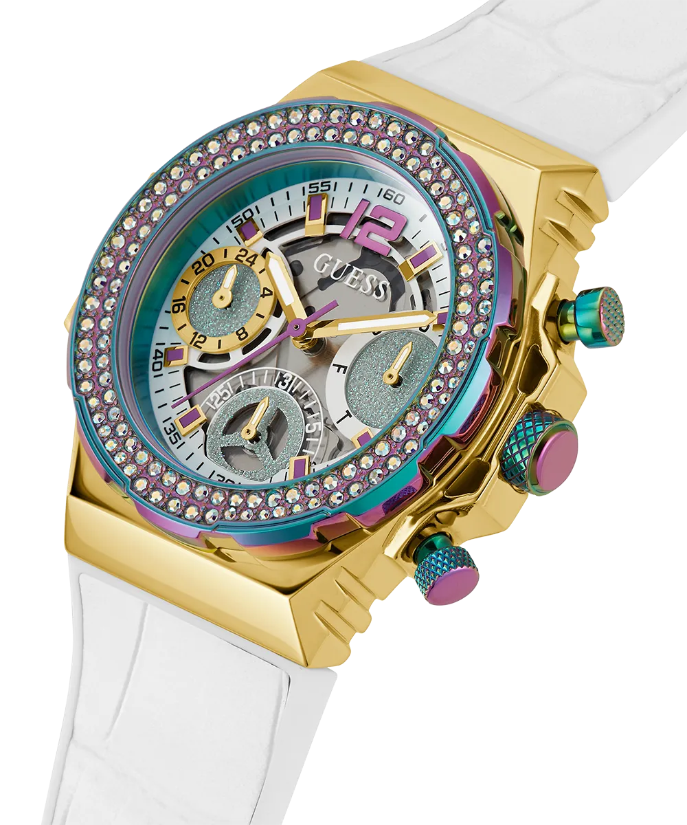 GUESS Ladies White 2-Tone Multi-function Watch