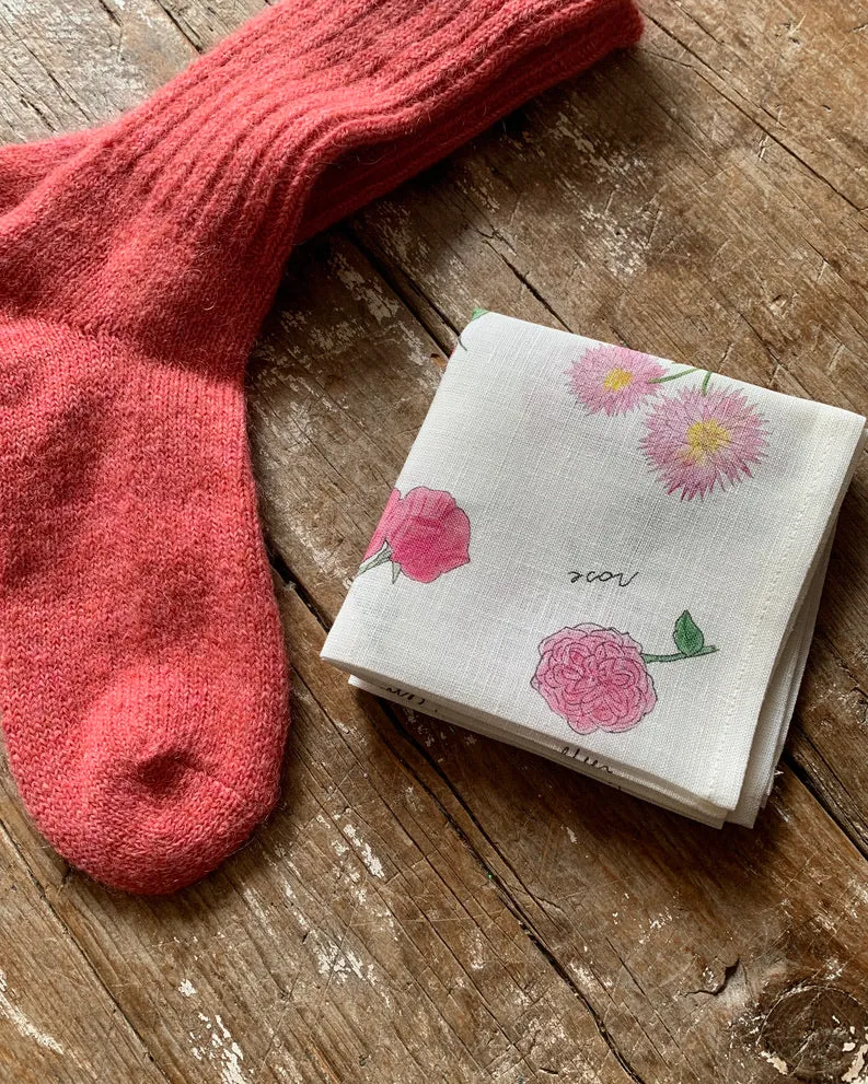 Handkerchief-Isabelle Boinot: Pink Flowers