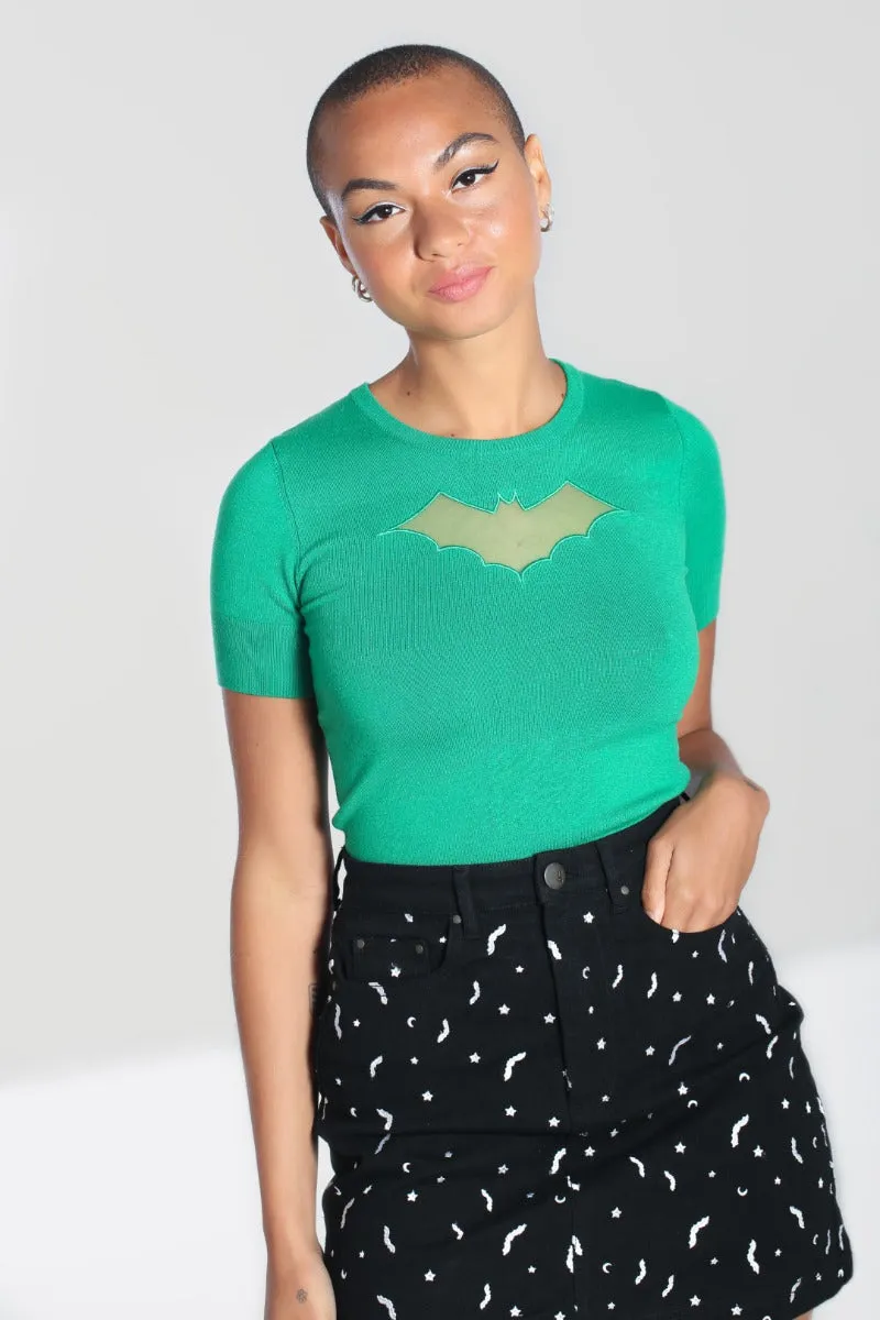 Hell Bunny Bat Top in Green