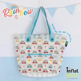 Inflatable Shopping Tote Bag & Beach Bag with Zipper (Large) - Rainbow