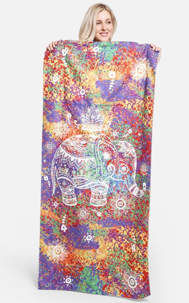 JTB002-18 2 in 1 Elephant Pattern Beach Towel & Beach Bag