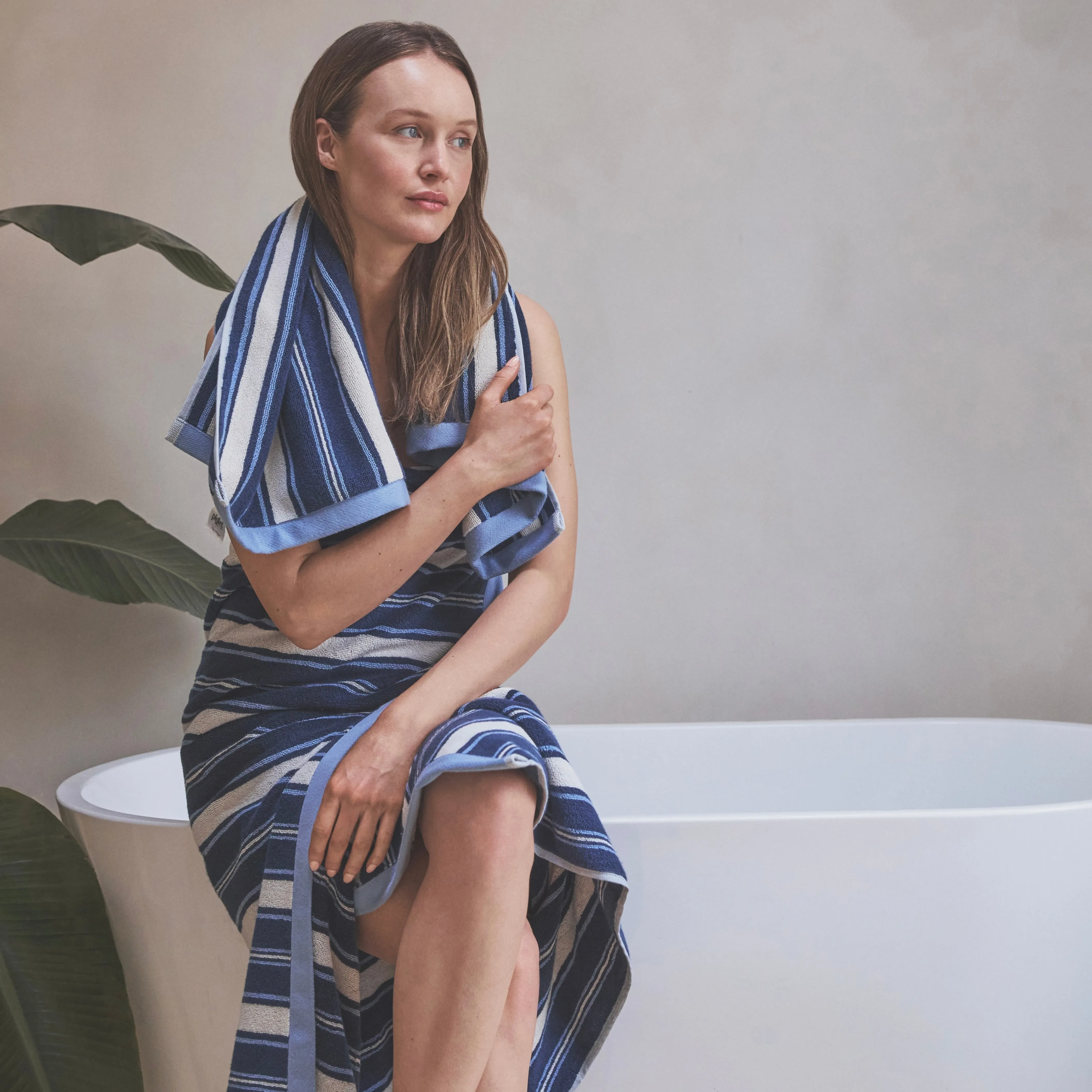 Marina Blue Shoreham Stripe Cotton Towels