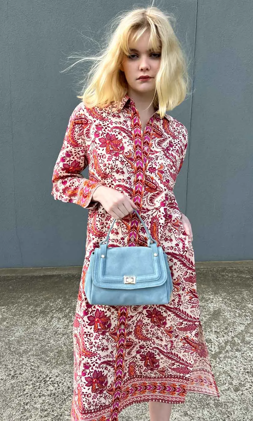 Momoni Flore Suede Bag -  Dusty blue