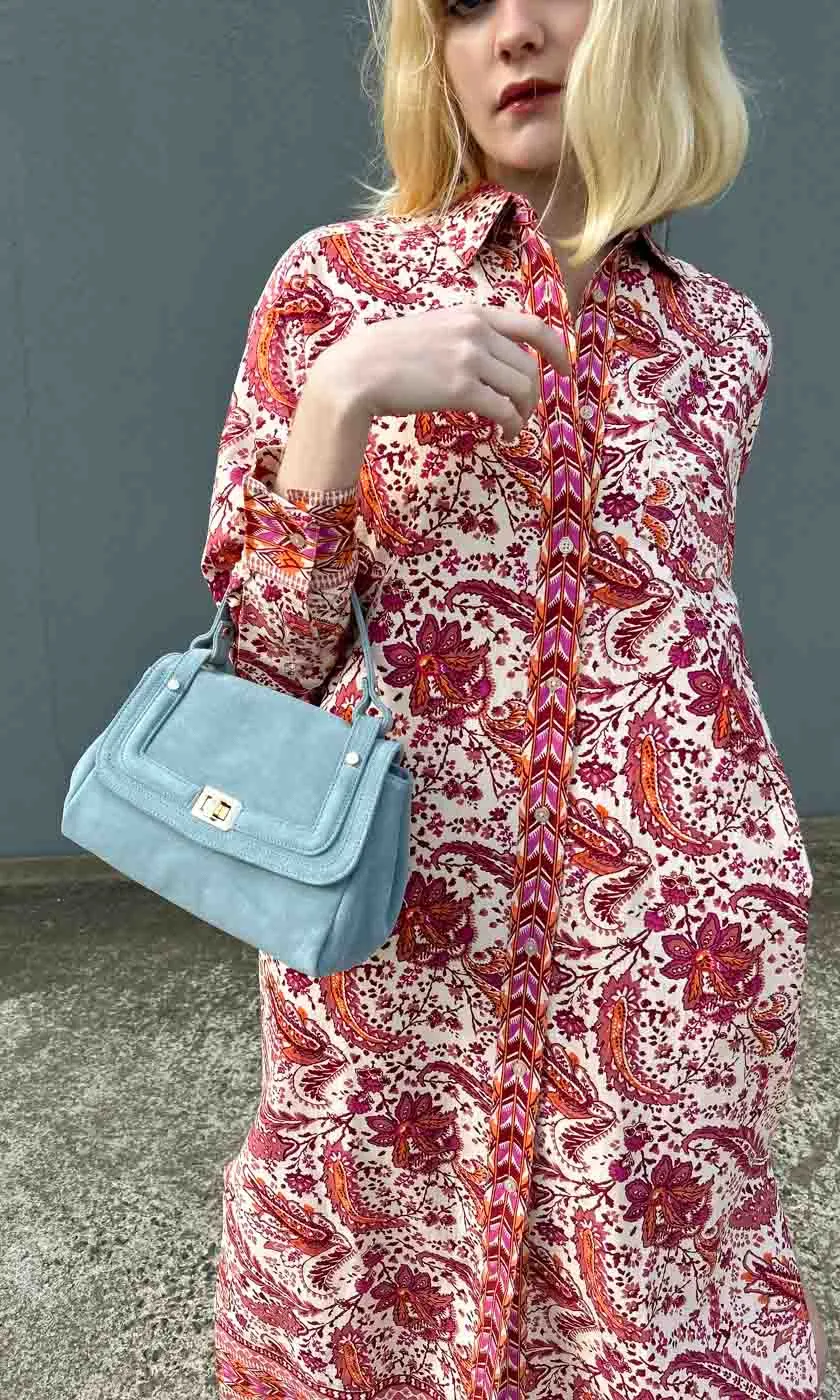 Momoni Flore Suede Bag -  Dusty blue