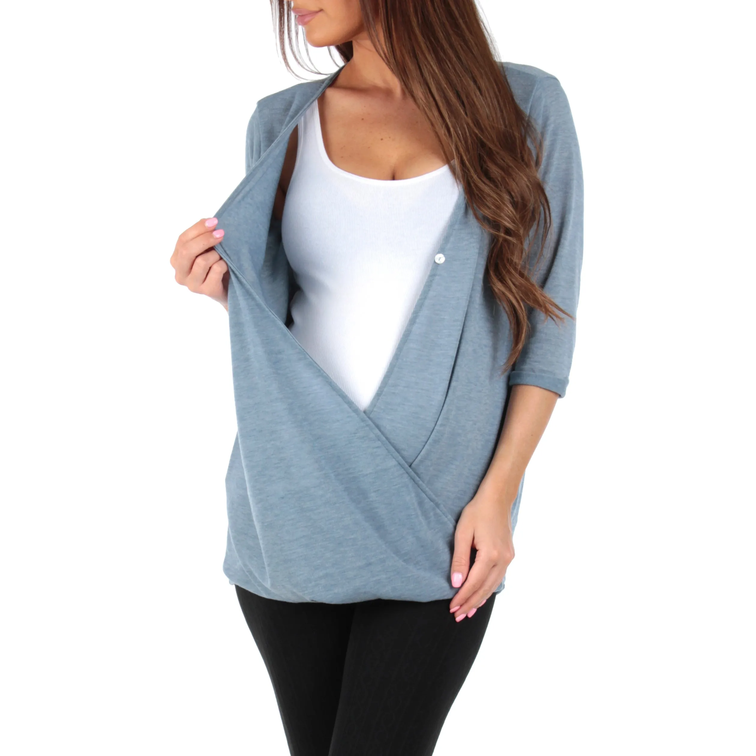 Mother Bee Maternity Criss Cross Maternity and Nursing Wrap Tunic