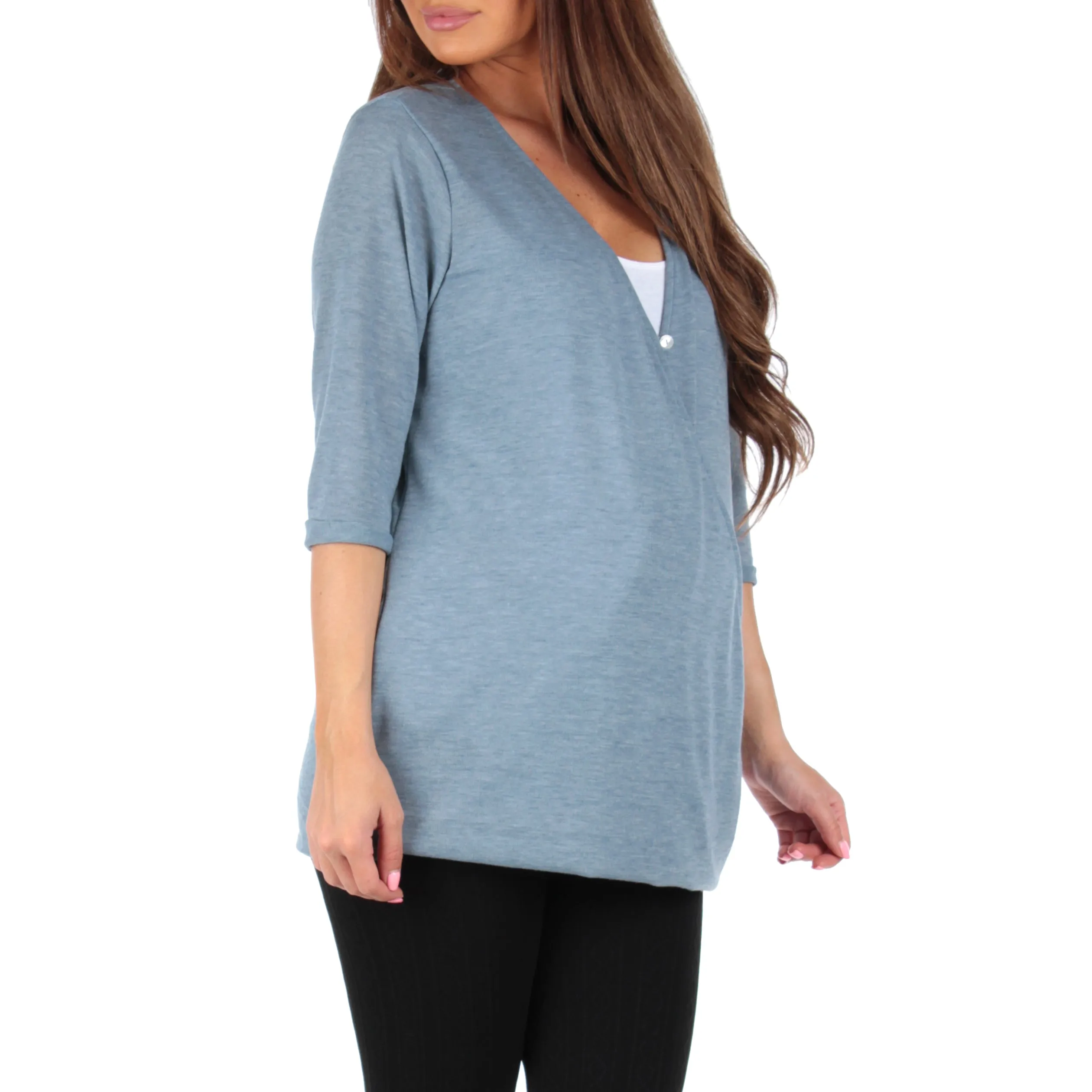 Mother Bee Maternity Criss Cross Maternity and Nursing Wrap Tunic
