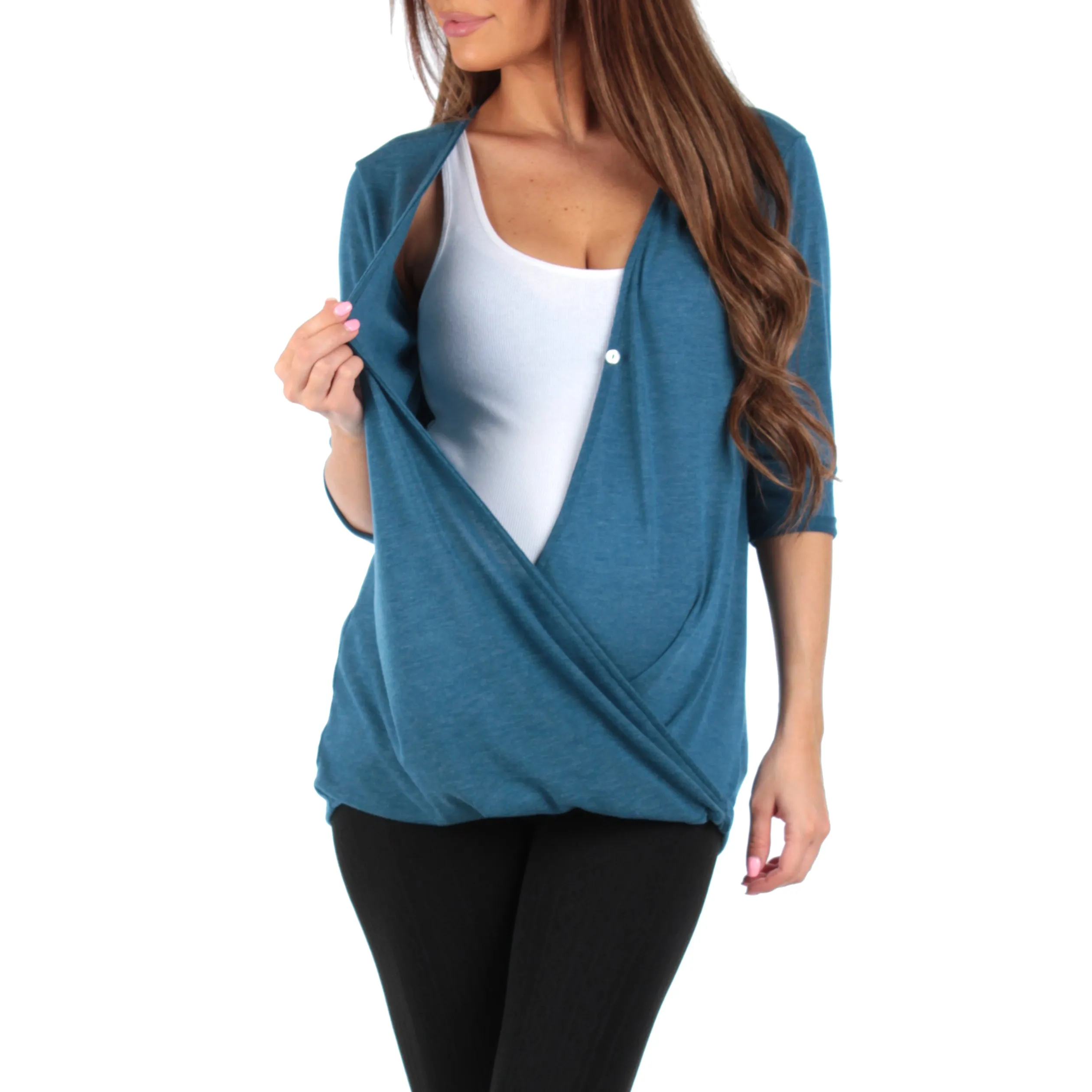 Mother Bee Maternity Criss Cross Maternity and Nursing Wrap Tunic