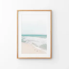 Neutral Summer Photo. Blue Ocean Waves, Sandy Beach