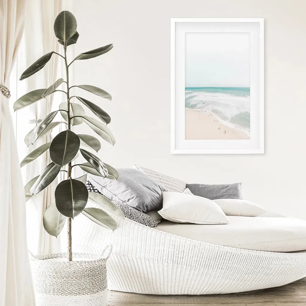 Neutral Summer Photo. Blue Ocean Waves, Sandy Beach