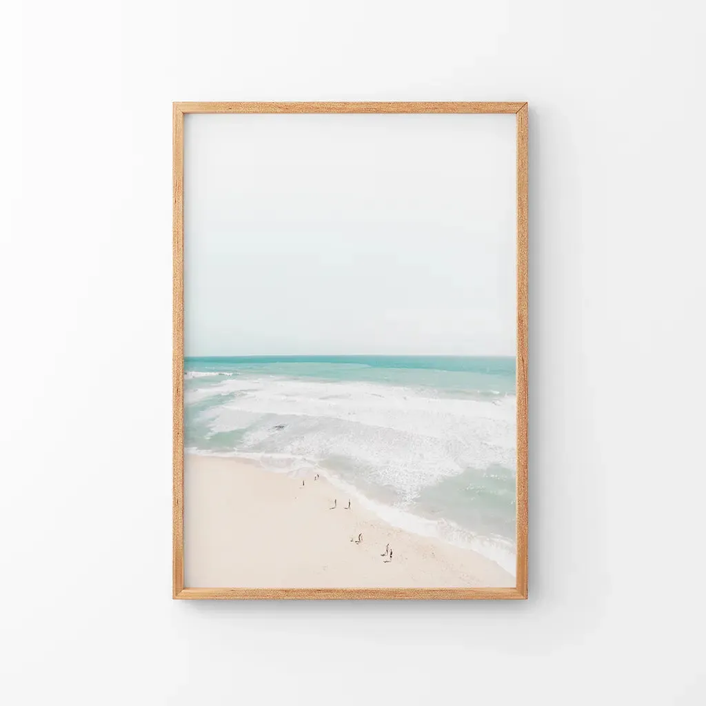 Neutral Summer Photo. Blue Ocean Waves, Sandy Beach