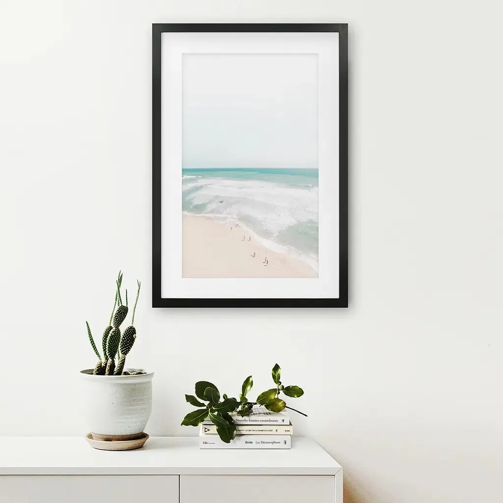 Neutral Summer Photo. Blue Ocean Waves, Sandy Beach