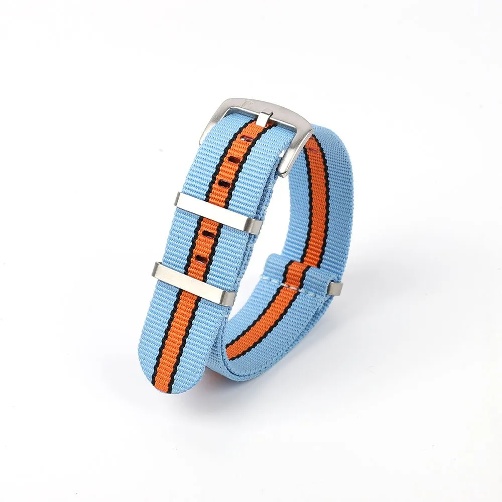 Nylon Racing Strap Blue/ Orange 22 MM