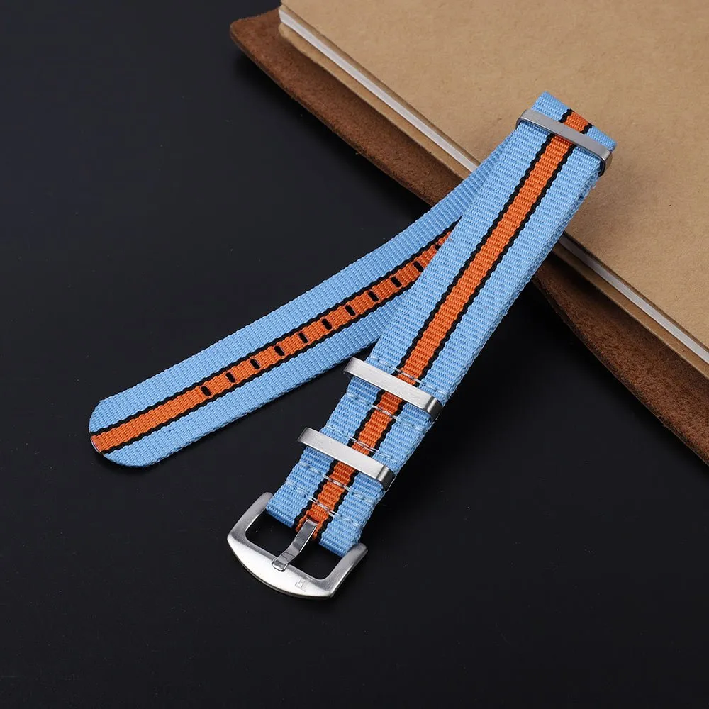 Nylon Racing Strap Blue/ Orange 22 MM