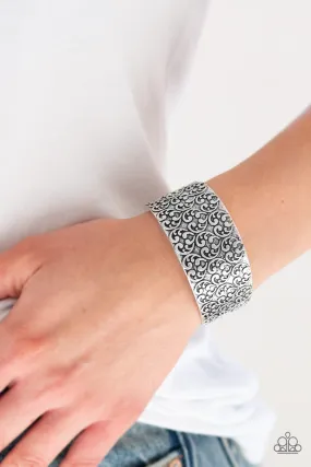 Paparazzi Accessories  - Eat Your Heart Out #B18 Drawer 5/1 - Silver Cuff Bracelet