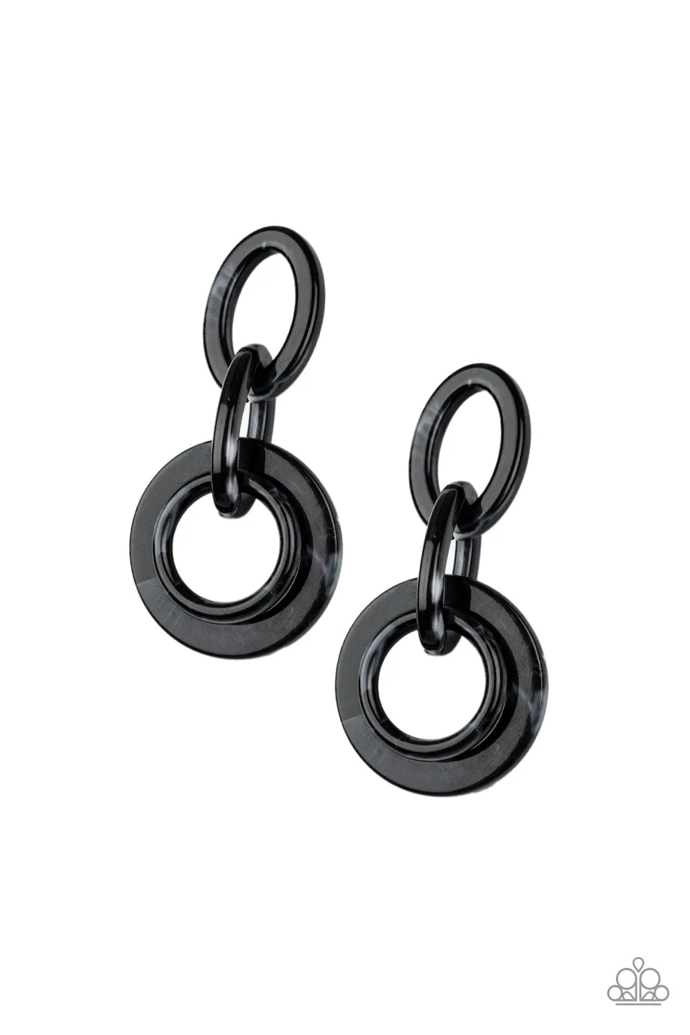 Paparazzi Accessories  - Havana Haute Spot #E235 Bin - Black Earrings