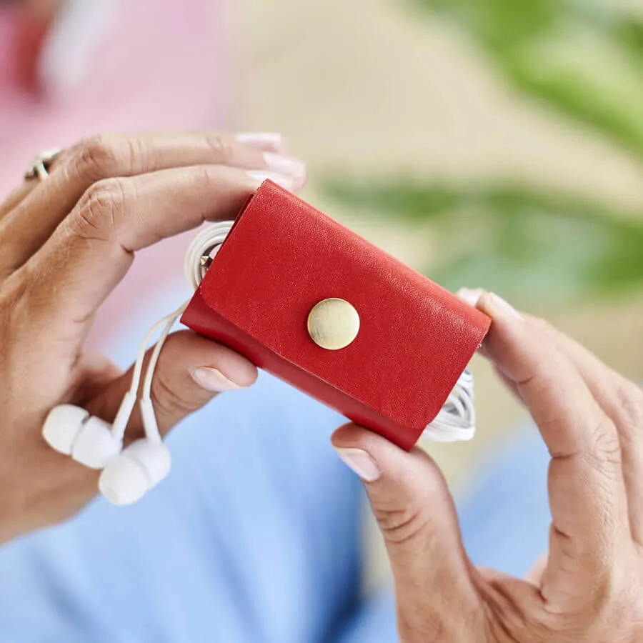 Personalised Leather Earphone Tidy