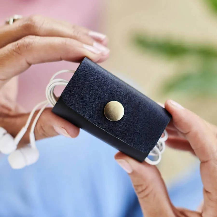 Personalised Leather Earphone Tidy