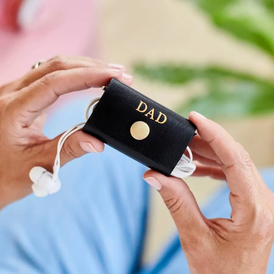 Personalised Leather Earphone Tidy