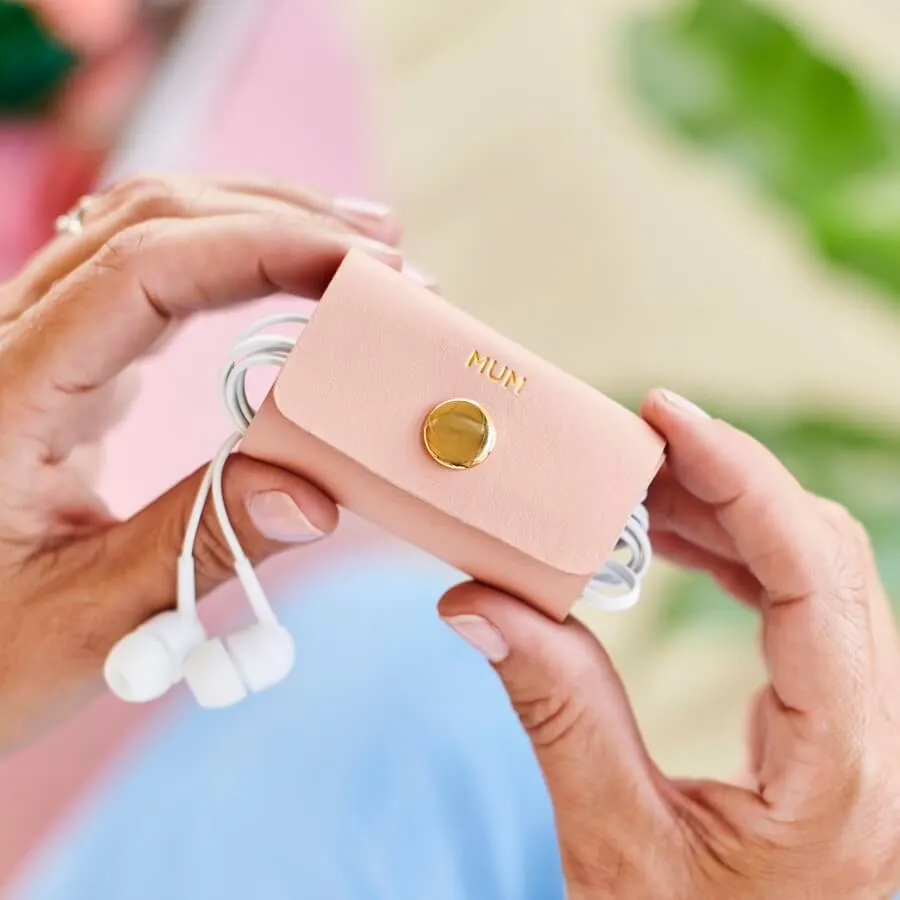Personalised Leather Earphone Tidy