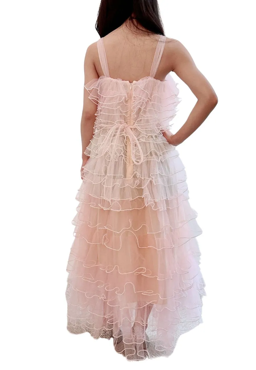 Pink Tiered Tulle Gown