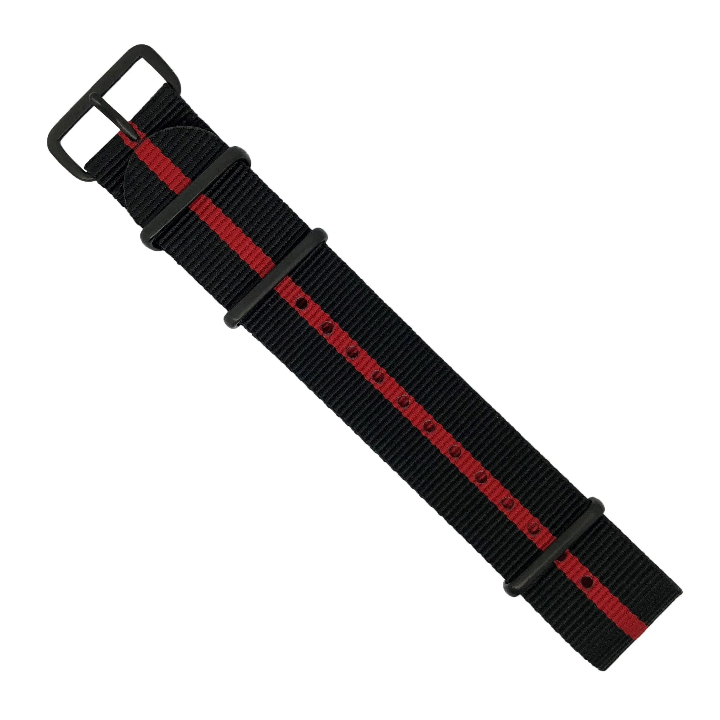 Premium Nato Strap in Black Center Red