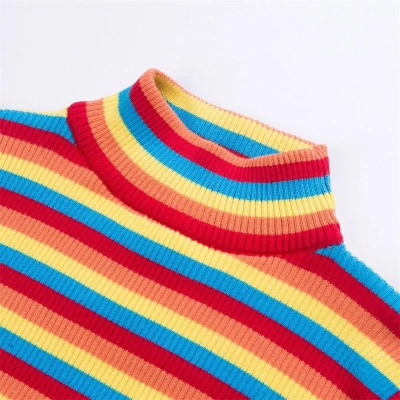 Rainbow Knitted Crop Top 🌈