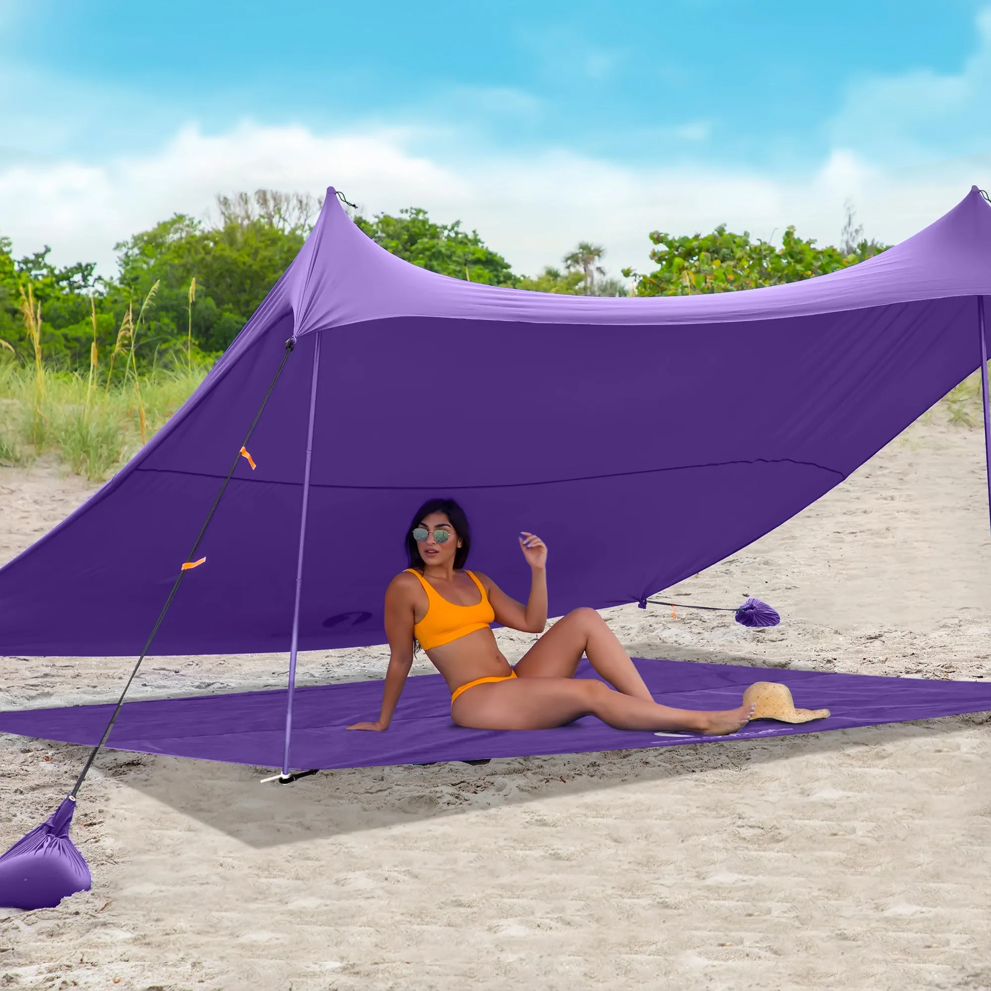 Red Suricata Purple Sand Free Beach Mat Blanket – Compatible with Purple Beach Sun Shade Canopy
