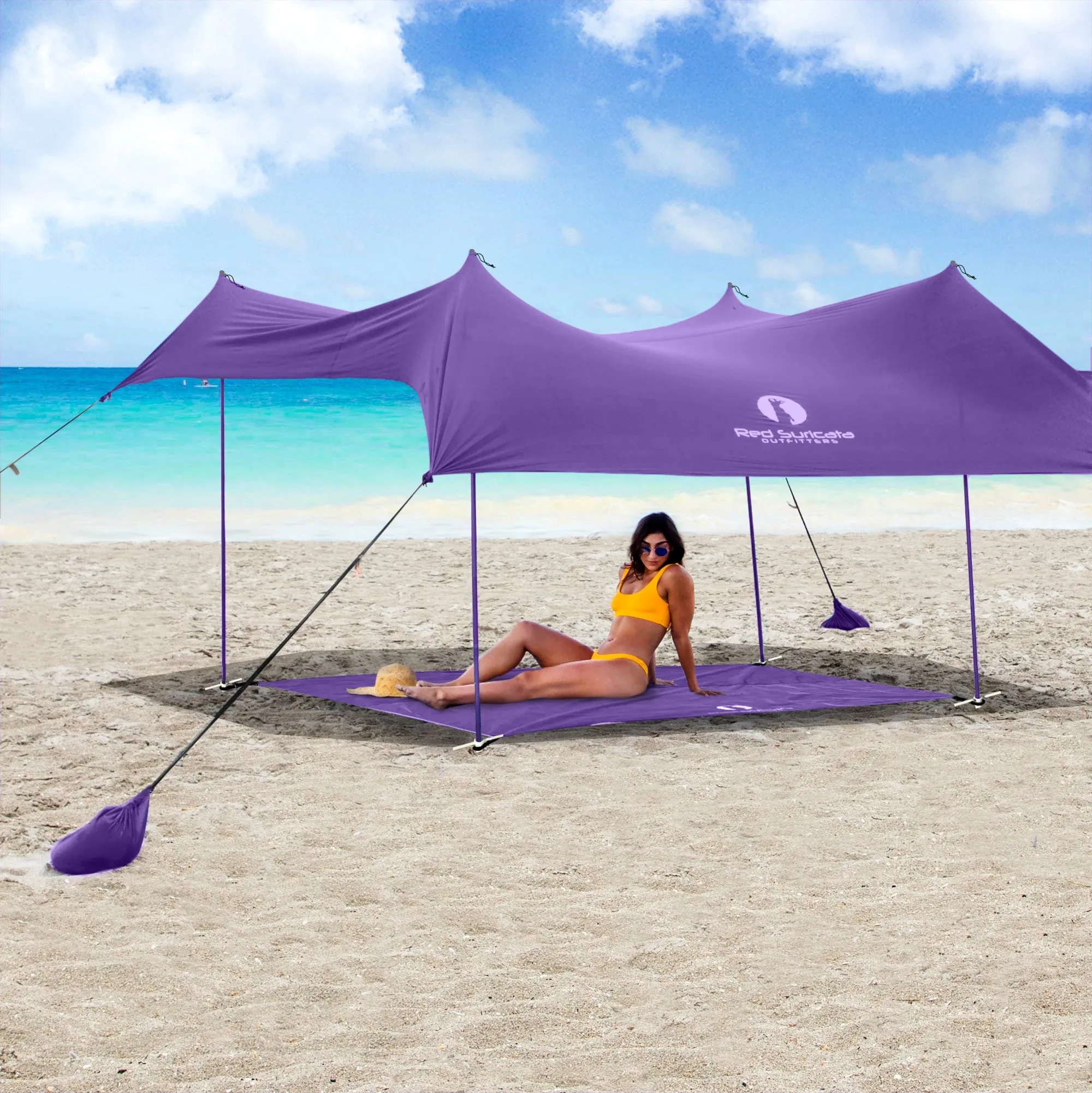 Red Suricata Purple Sand Free Beach Mat Blanket – Compatible with Purple Beach Sun Shade Canopy