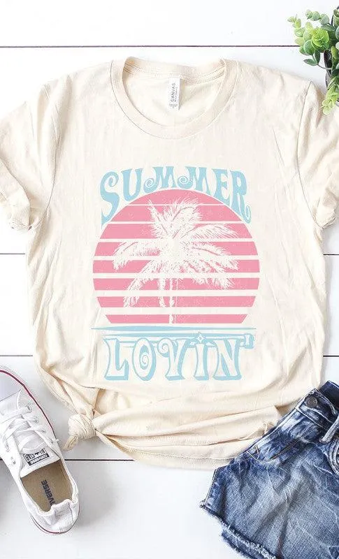 Retro Summer Lovin Palm Tree Graphic Tee  S-XL