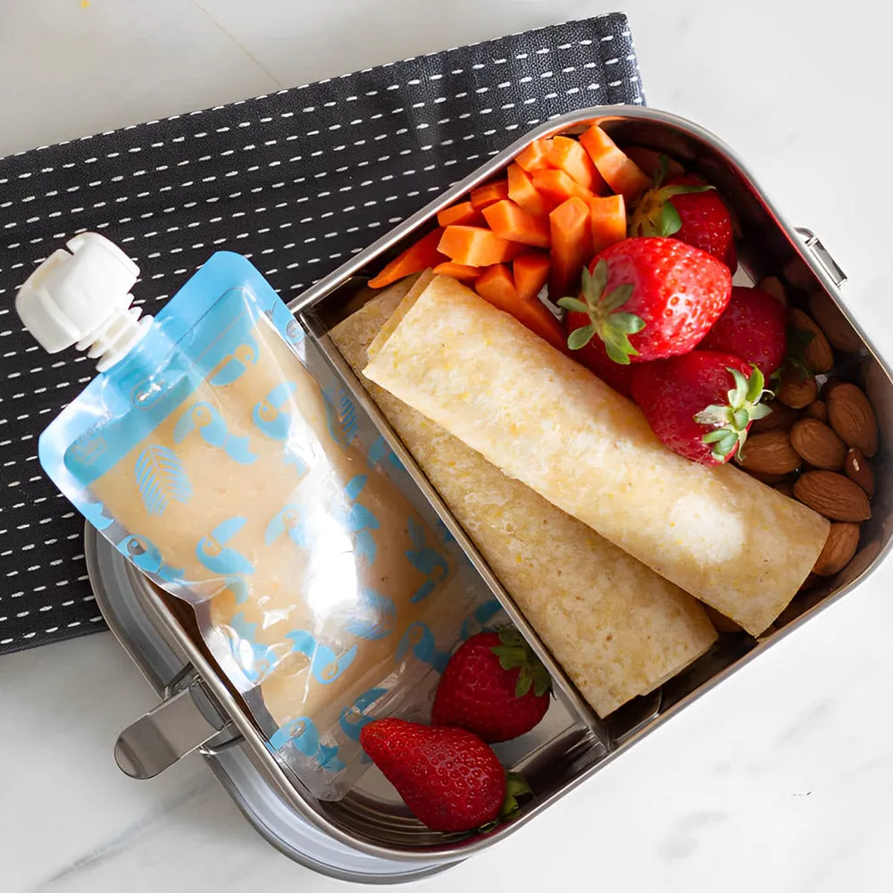 Reusable Food Pouches Minis | Toucan Blue & Rainforest Green 10 Pack