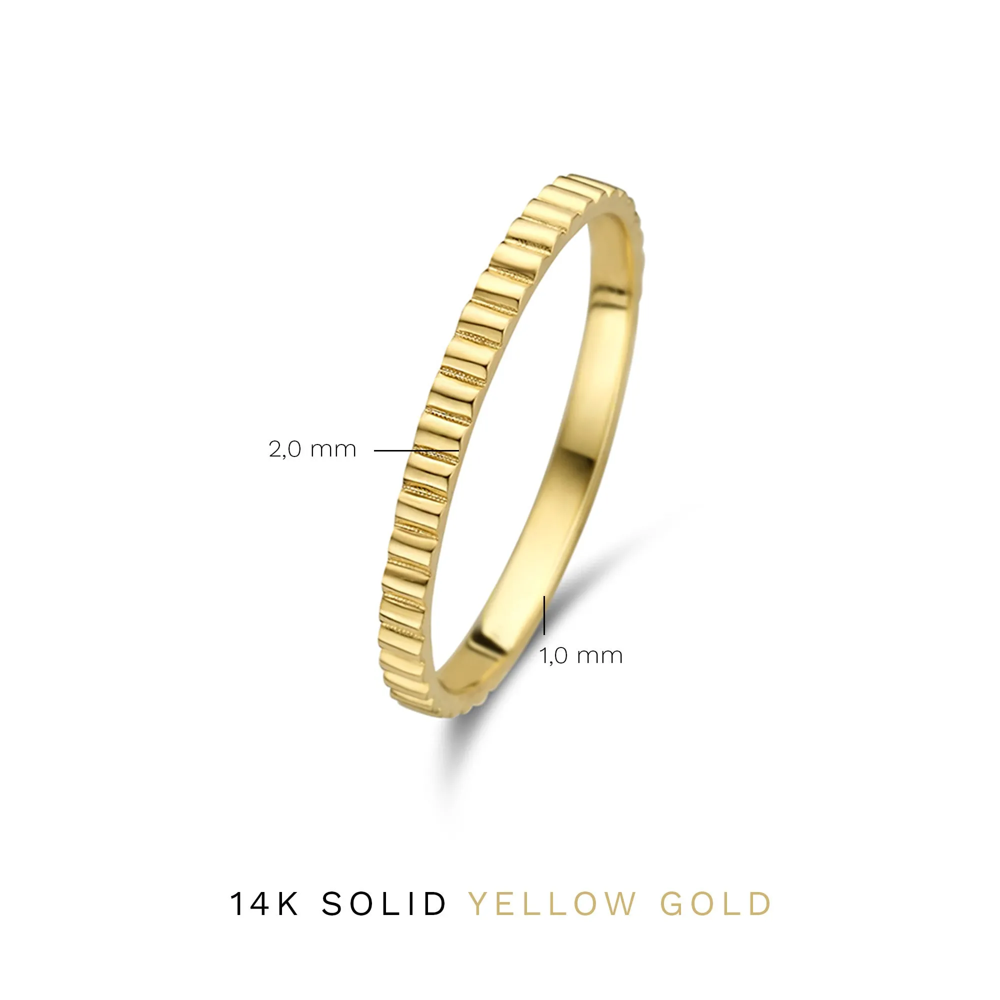 Rivoli L'Abbaye 14 karat gold ring ribbed