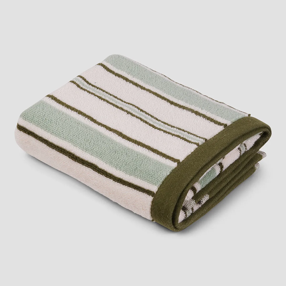 Sage Botanical Green Shoreham Stripe Cotton Towels