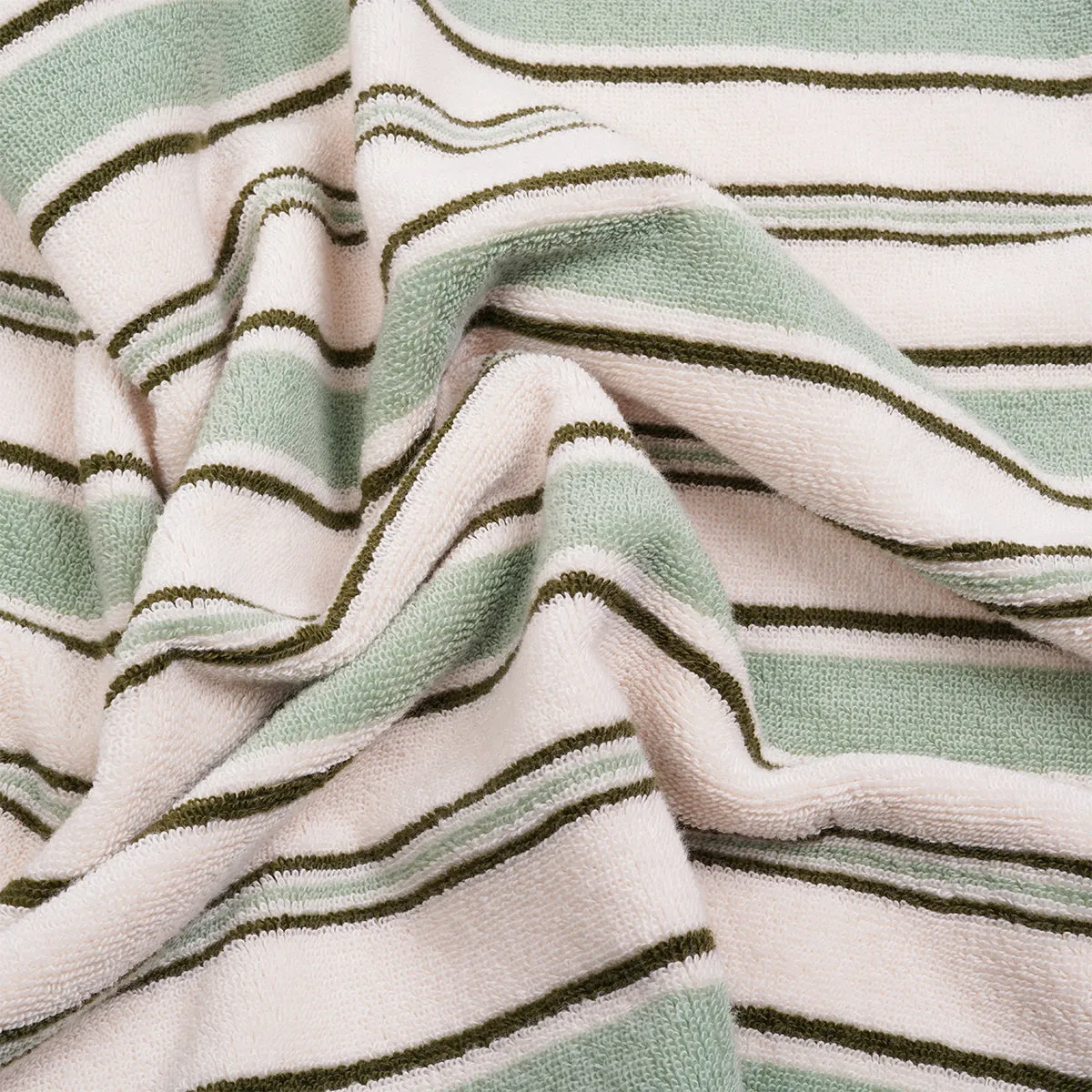 Sage Botanical Green Shoreham Stripe Cotton Towels
