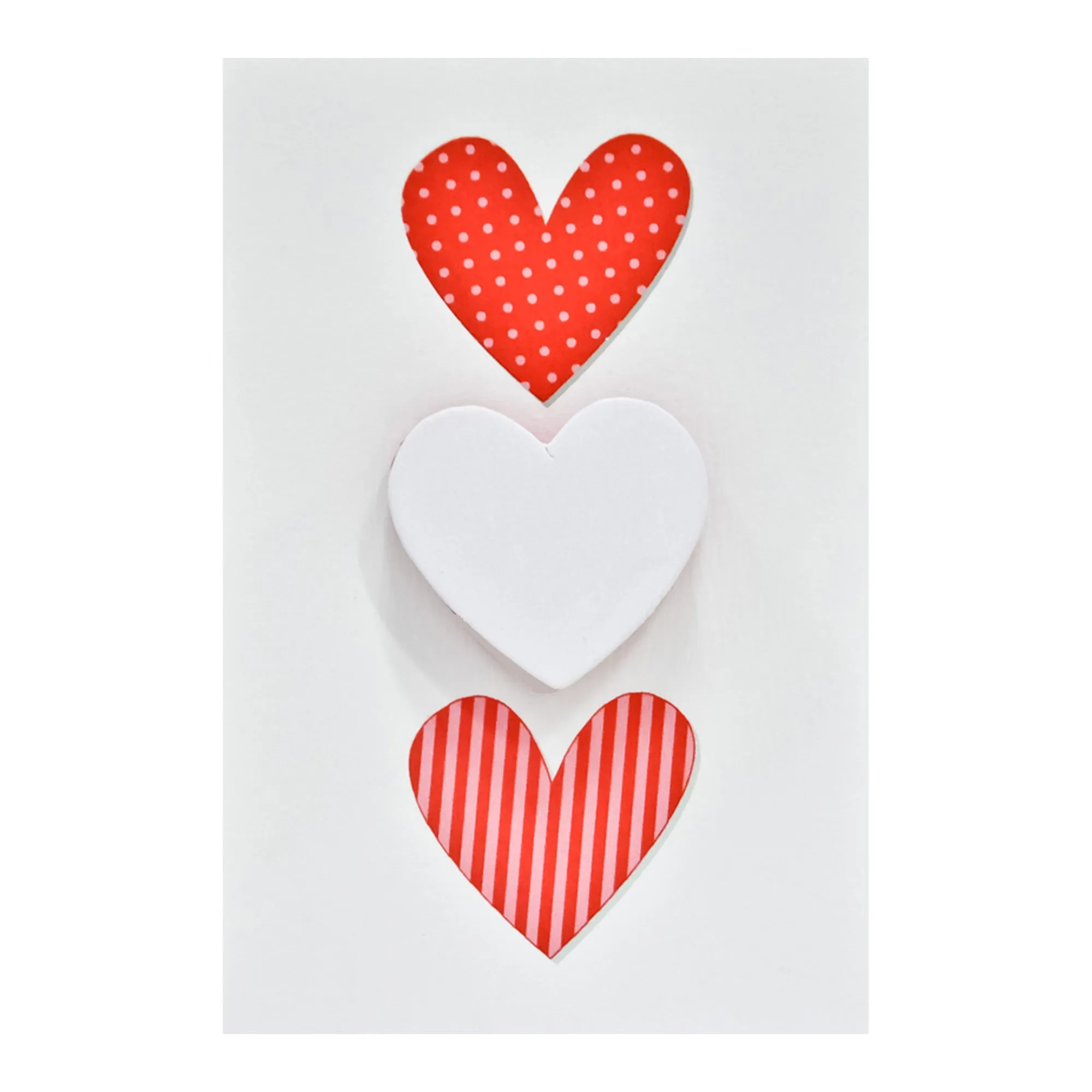 Small Card Three Hearts White