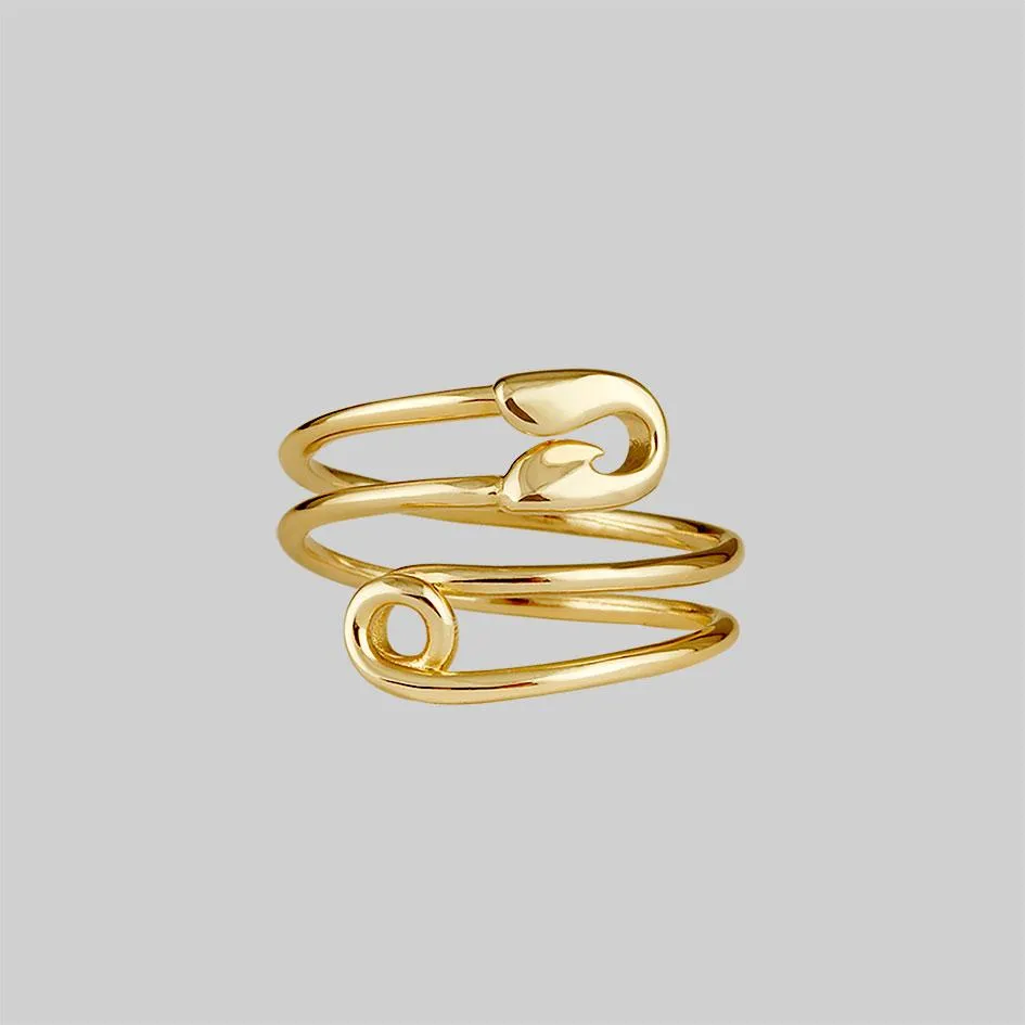 SOLENE. Safety Pin Wrap Ring - Gold