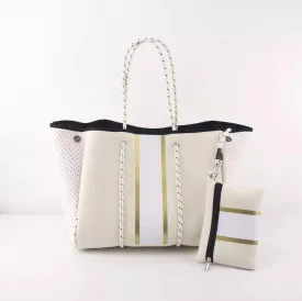 Stripe Canvas Neoprene Tote
