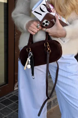 Suede Bag   bag charm - Bruin