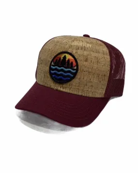 The Great Lakes State Cork & Mesh Trucker Cap - Burgundy