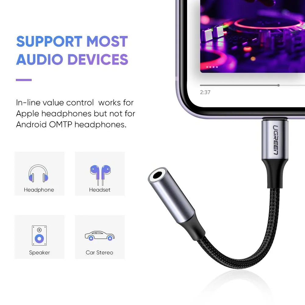 UGREEN Lightning to 3.5mm Adapter Apple MFi Certified