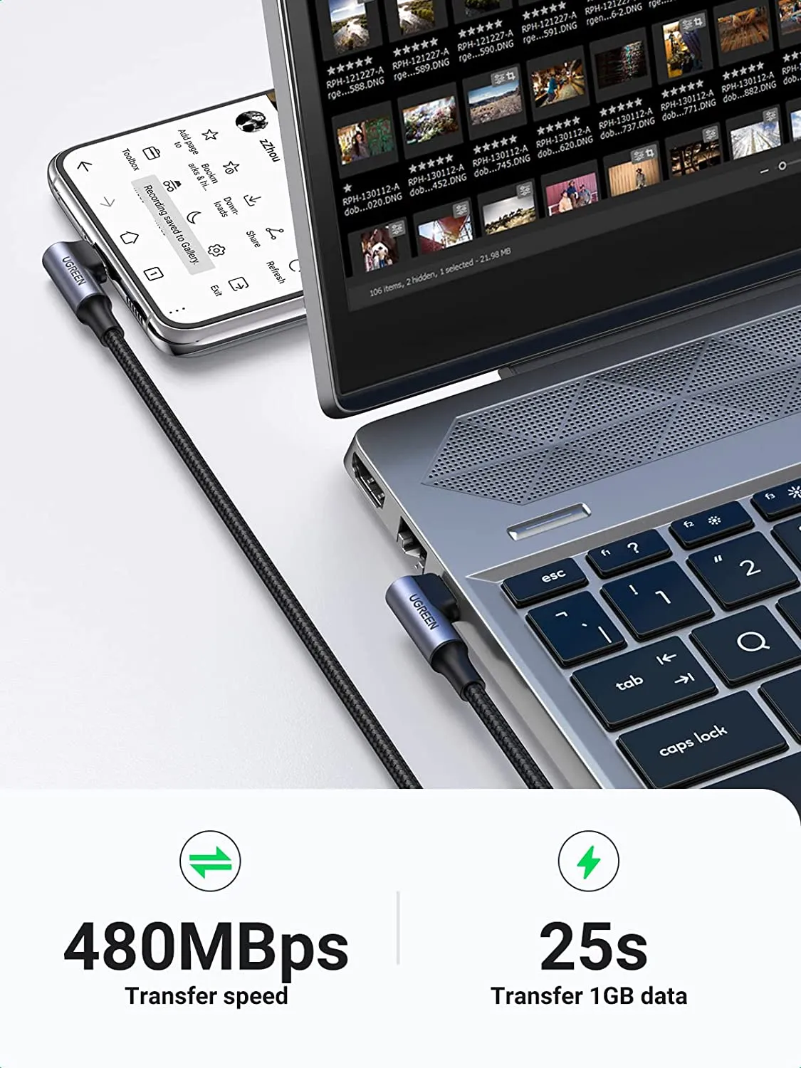 UGREEN Right Angle 100W USB C Cable